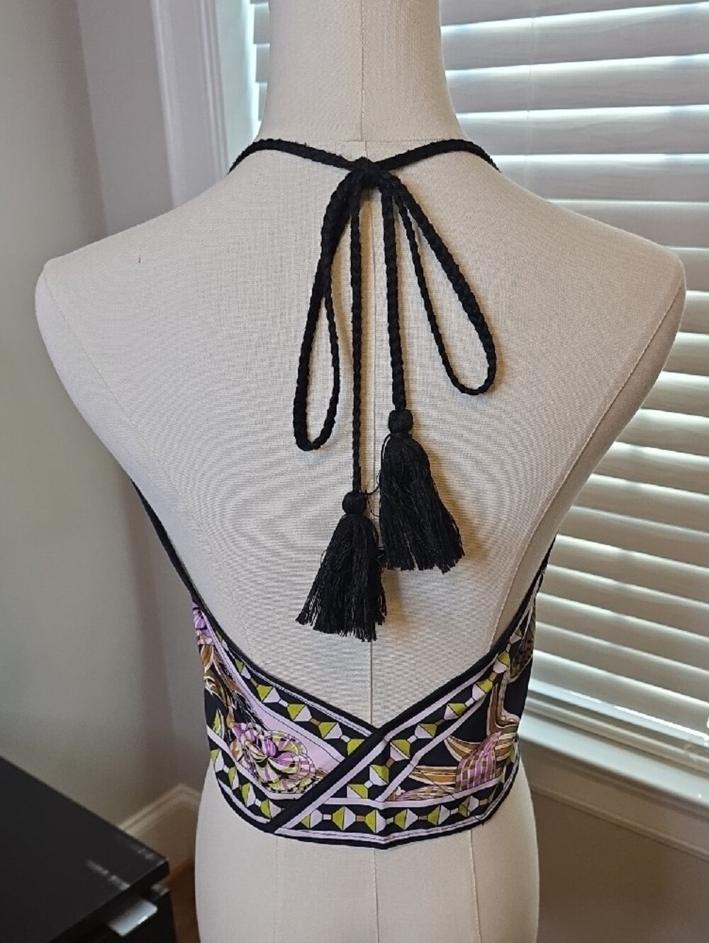 Black and Pink Halter Scarf Camisole